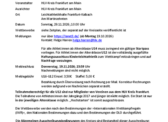 33. Schülerhallensportfest des HLV Kreis Frankfurt