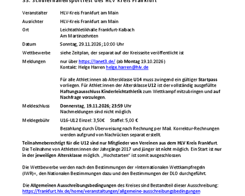 33. Schülerhallensportfest des HLV Kreis Frankfurt