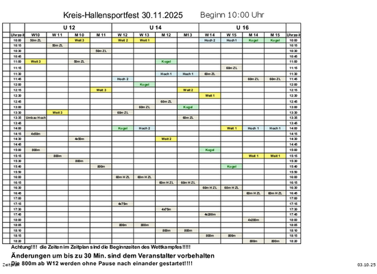 32. Kreis-Hallensportfest am 30.11.2025 U12-U16